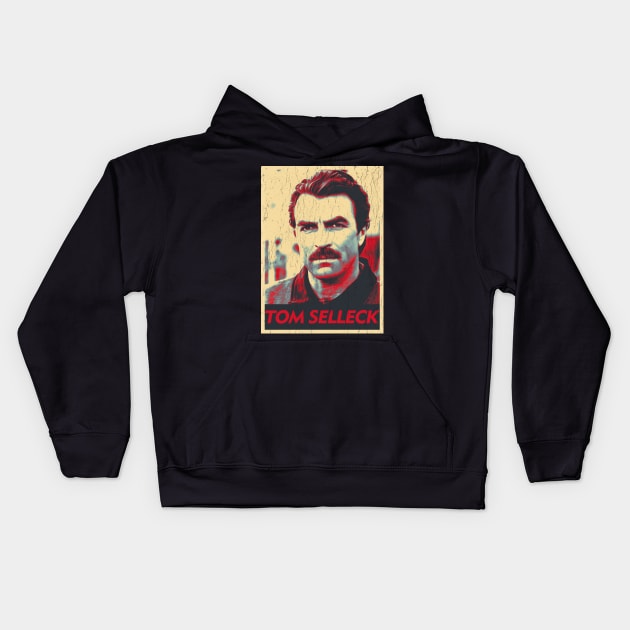 80s Retro pop art Tom Selleck Kids Hoodie by DudiDama.co